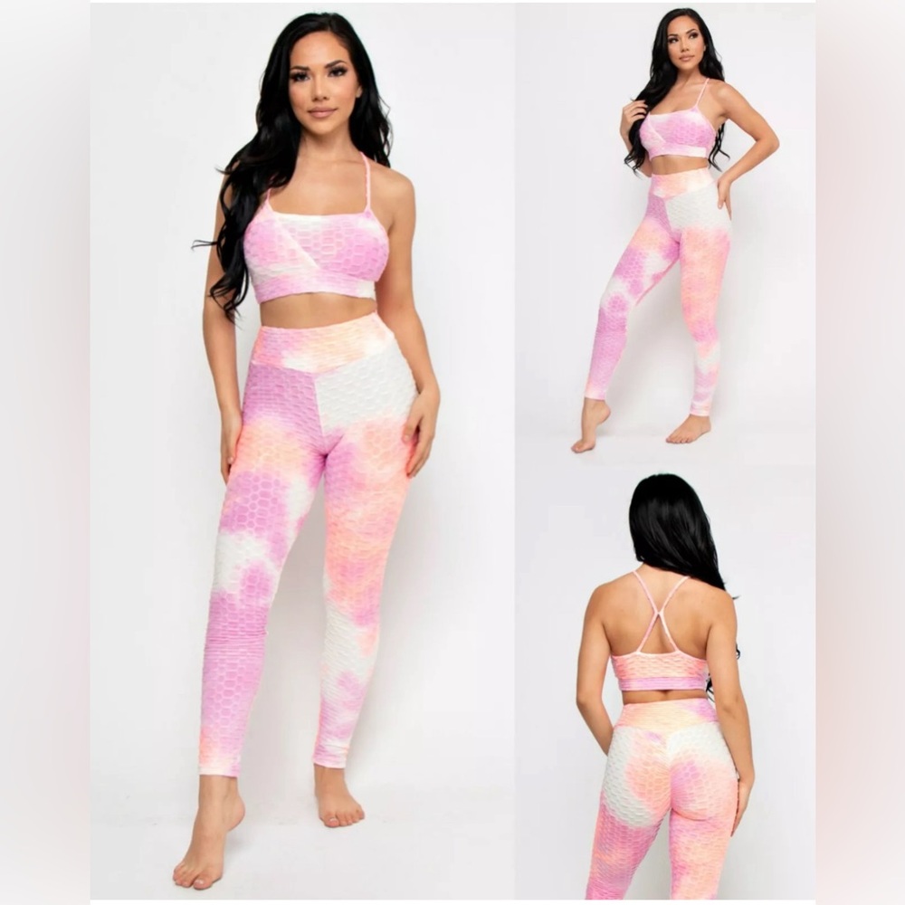 NWT Special One 2-piece Bra top and ruched back Leggings Fitness Yoga set, M